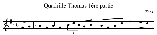 Quadrille Thomas 1ère partie - staff notation