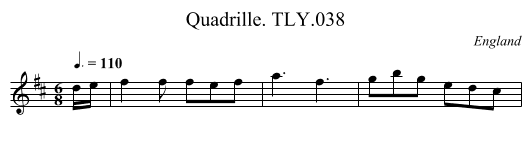 Quadrille. TLY.038 - staff notation