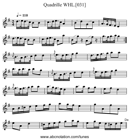 Quadrille WHL.[031] - staff notation