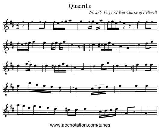 Quadrille - staff notation