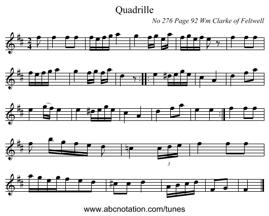 Quadrille - staff notation