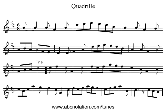 Quadrille - staff notation