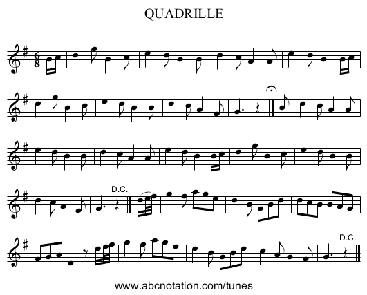 QUADRILLE - staff notation
