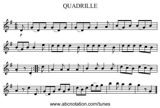 QUADRILLE - staff notation