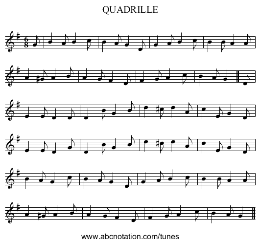 QUADRILLE - staff notation