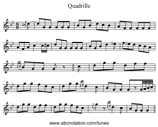 Quadrille - staff notation