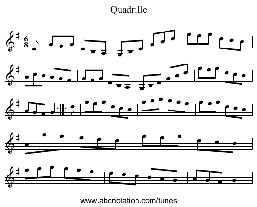 Quadrille - staff notation