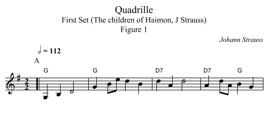 Quadrille - staff notation