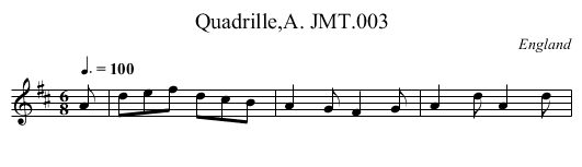 Quadrille,A. JMT.003 - staff notation
