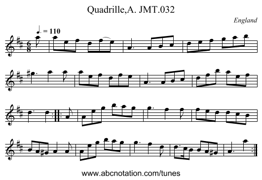 Quadrille,A. JMT.032 - staff notation
