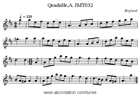 Quadrille,A. JMT032 - staff notation