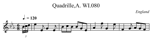 Quadrille,A. WI.080 - staff notation