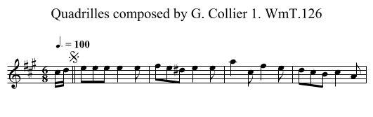 Quadrilles composed by G. Collier 1. WmT.126 - staff notation