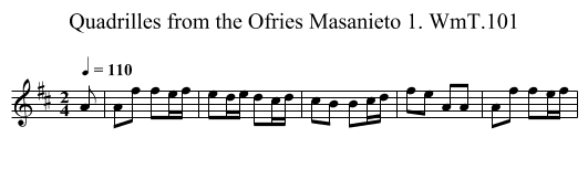 Quadrilles from the Ofries Masanieto 1. WmT.101 - staff notation