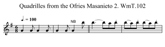 Quadrilles from the Ofries Masanieto 2. WmT.102 - staff notation