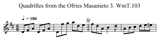 Quadrilles from the Ofries Masanieto 3. WmT.103 - staff notation