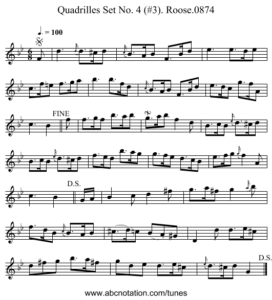 Quadrilles Set No. 4 (#3). Roose.0874 - staff notation