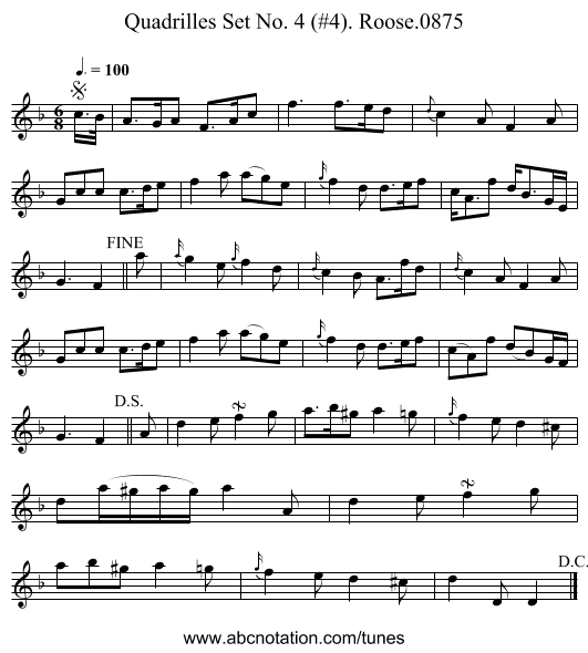 Quadrilles Set No. 4 (#4). Roose.0875 - staff notation