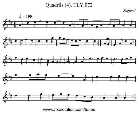 Quadrils (4). TLY.072 - staff notation