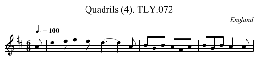 Quadrils (4). TLY.072 - staff notation