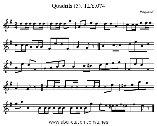 Quadrils (5). TLY.074 - staff notation