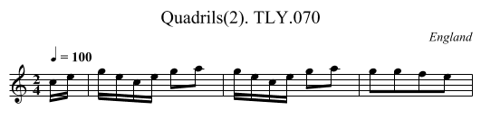Quadrils(2). TLY.070 - staff notation