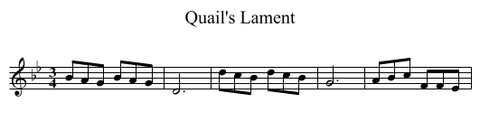 Quail's Lament - staff notation