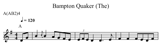 Quaker (The), Bampton - staff notation
