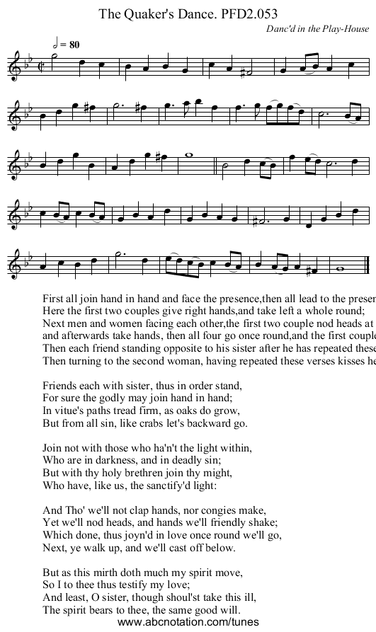 Quaker's Dance. PFD2.053, The - staff notation