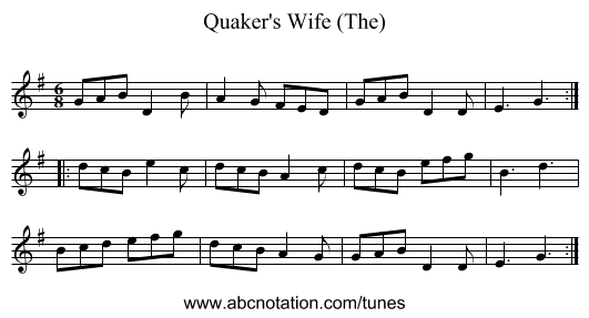 Quaker's Wife (The) - staff notation