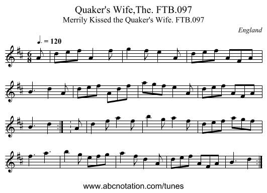 Quaker's Wife,The. FTB.097 - staff notation