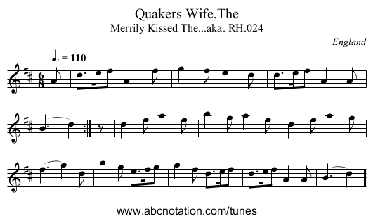 Quakers Wife,The - staff notation