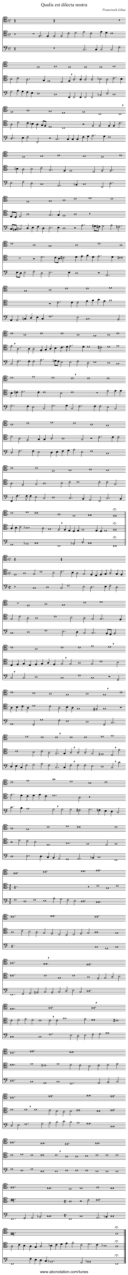 Qualis est dilecta nostra - staff notation