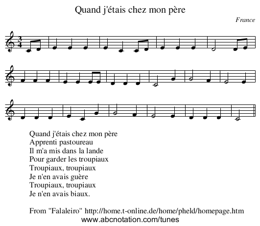 Quand j'étais chez mon père - staff notation