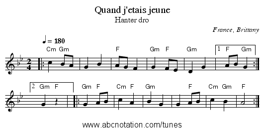 Quand j'etais jeune - staff notation