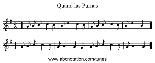 Quand las Purnas - staff notation