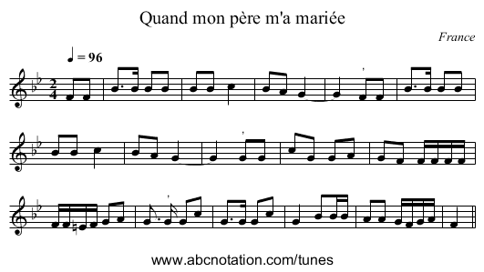 Quand mon père m'a mariée - staff notation