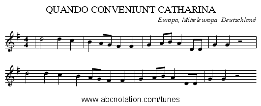 QUANDO CONVENIUNT CATHARINA - staff notation