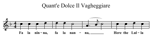 Quant'e Dolce Il Vagheggiare - staff notation