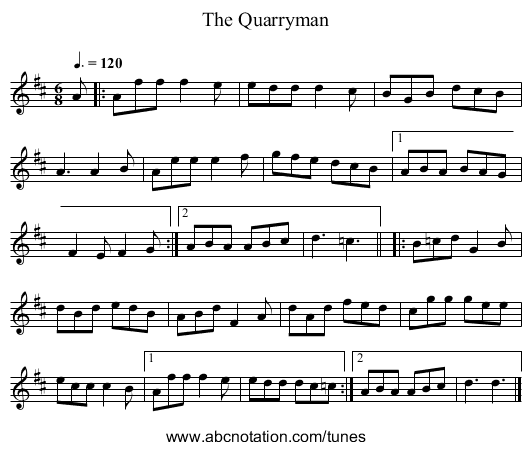 Quarryman, The - staff notation