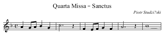Quarta Missa – Sanctus - staff notation