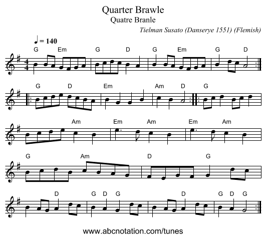 Quarter Brawle - staff notation