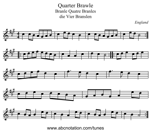 Quarter Brawle - staff notation