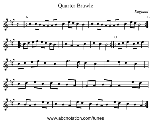 Quarter Brawle - staff notation