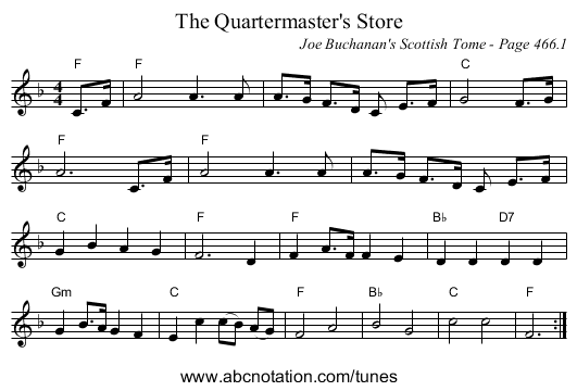 Quartermaster's Store, The - staff notation