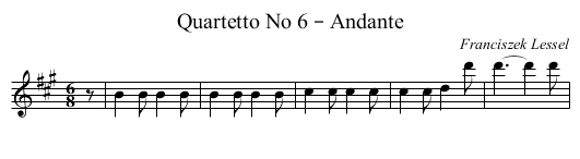 Quartetto No 6 – Andante - staff notation