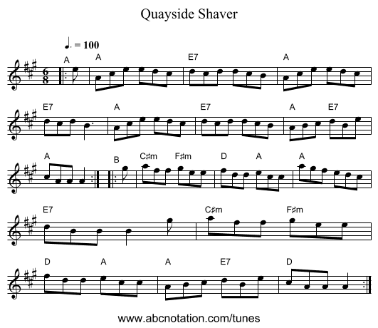 Quayside Shaver - staff notation
