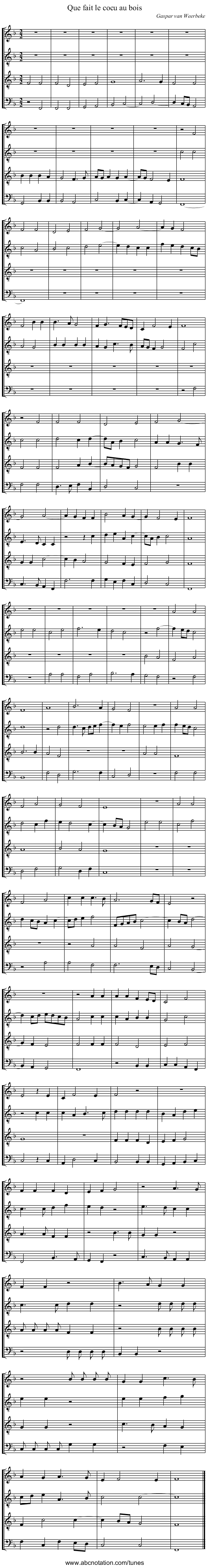 Que fait le cocu au bois - staff notation