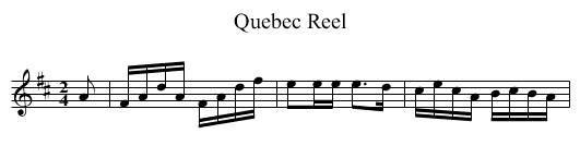 Quebec Reel - staff notation