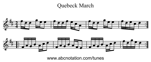 Quebeck March - staff notation